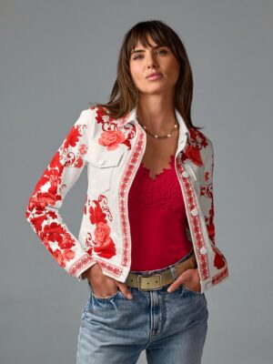Floral Print Denim Jacket City Chic