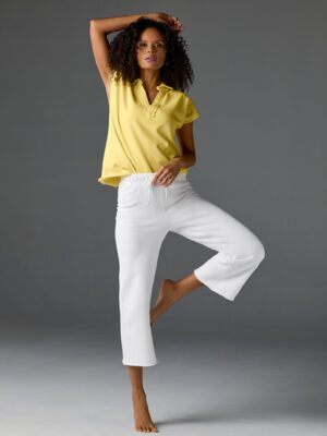 Cotton Comfort Wide Leg Lounge Pant White