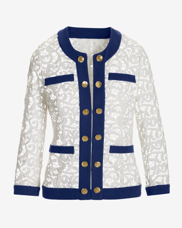 Lace Parisian Grommet Jacket White Multi - Image 2