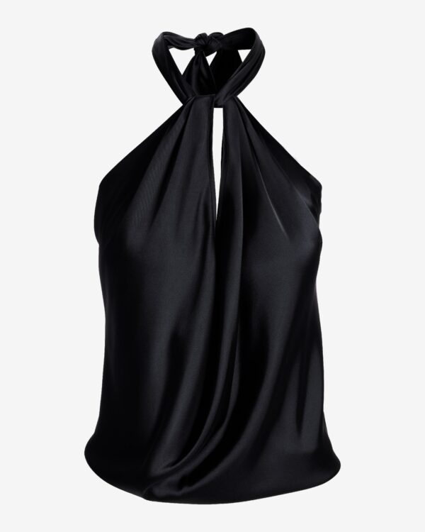 Bella Versatile Charmeuse Blouse Black - Image 2