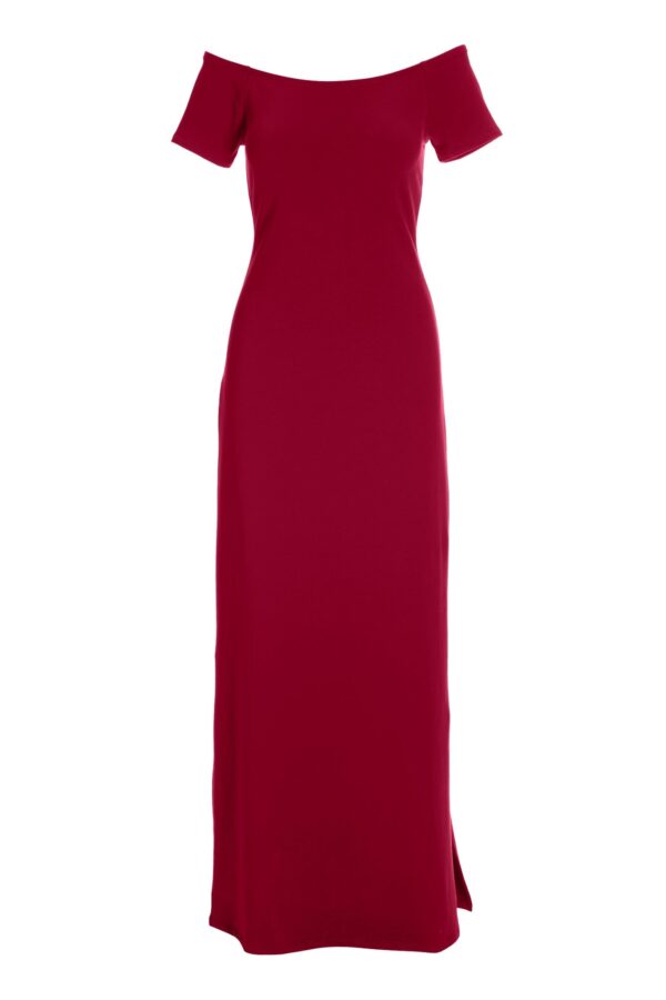Off The Shoulder Short Sleeve Maxi Dress Rio Red - Image 2