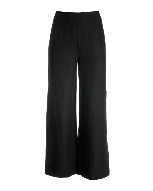 Malibu Linen Cropped Pant Black - Image 2