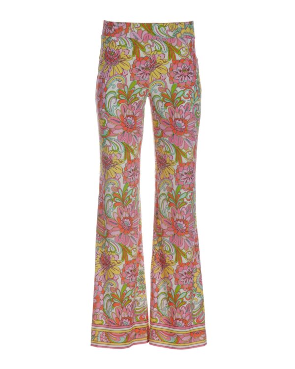 Floral Explosion Border Palazzo Pant Pink Multi - Image 2