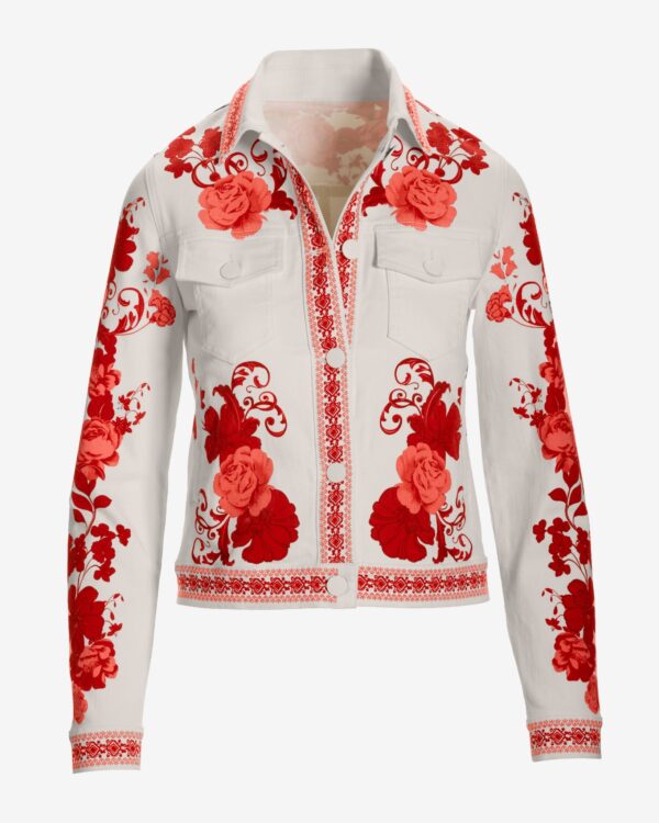 Floral Print Denim Jacket City Chic - Image 2