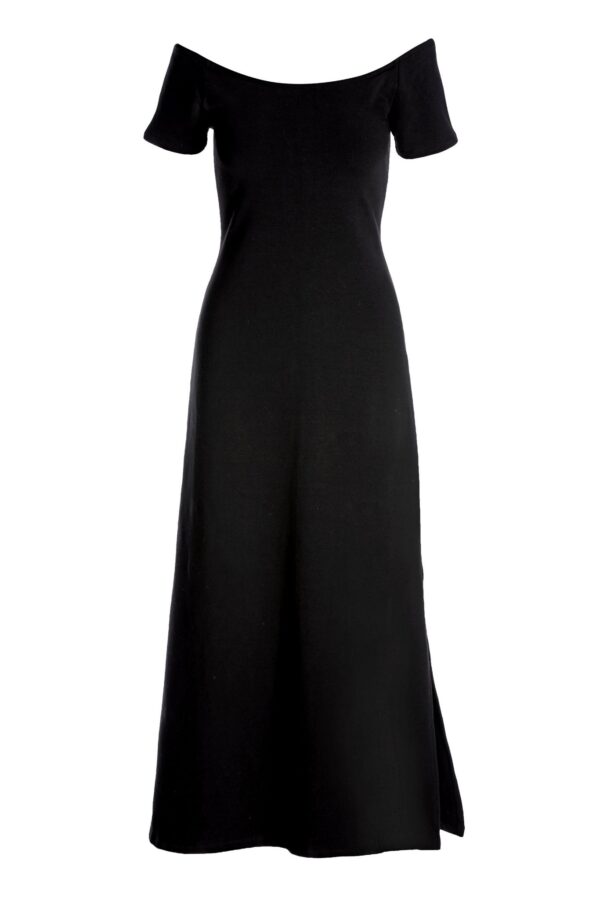 Off The Shoulder Short Sleeve Maxi Dress Black - Image 2