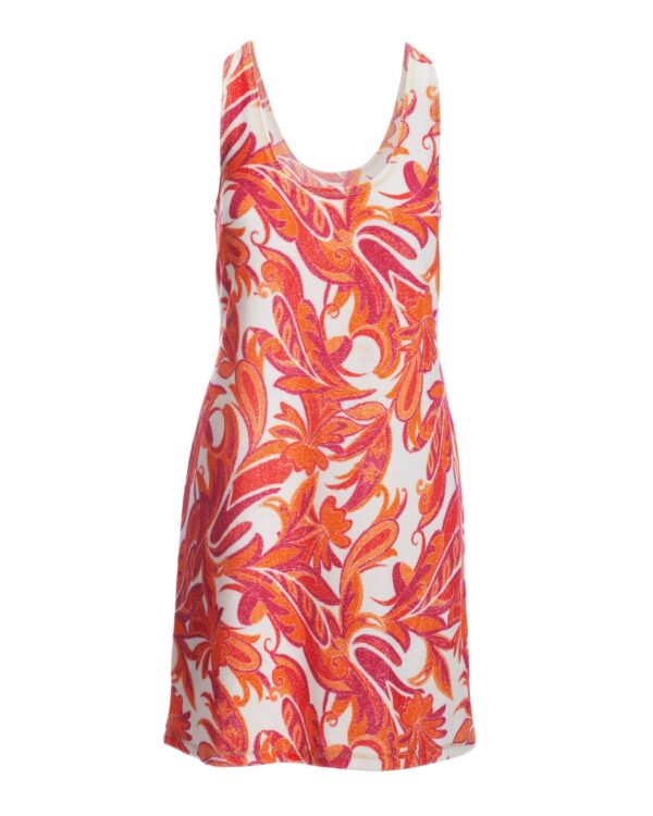 Loop Terry Printed Scoop Neck Tank Dress Orange Multi - Image 2