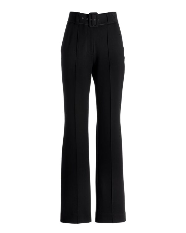 Malibu Belted Ponte High Waist Wide Leg Trouser Pant Black - Image 2