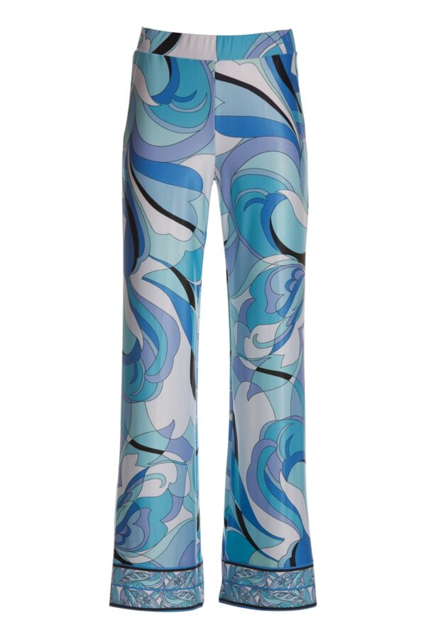Ocean Abstract Border Print Palazzo Pant Blue - Image 2