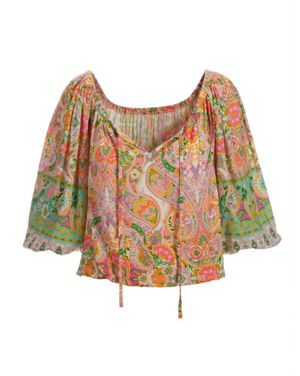 Boho Beach Club Print Blouson Blouse Multi - Image 2