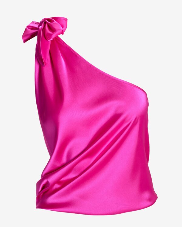 Bella Versatile Charmeuse Blouse Hot Pink - Image 2